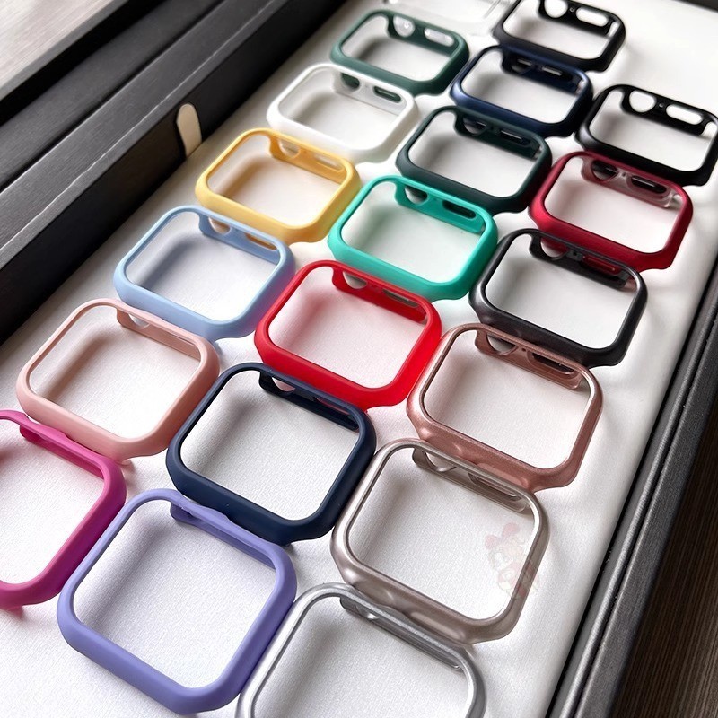 เคสนาฬิกาข้อมือ สีพื้น สําหรับ Smart Watch Ultra 2 Ultra Series 9 8 7 6 SE 5 4 3 2 1 ขนาด 49 มม. 41 มม. 45 มม. 44 มม. 42 มม. 40 มม. 38 มม.