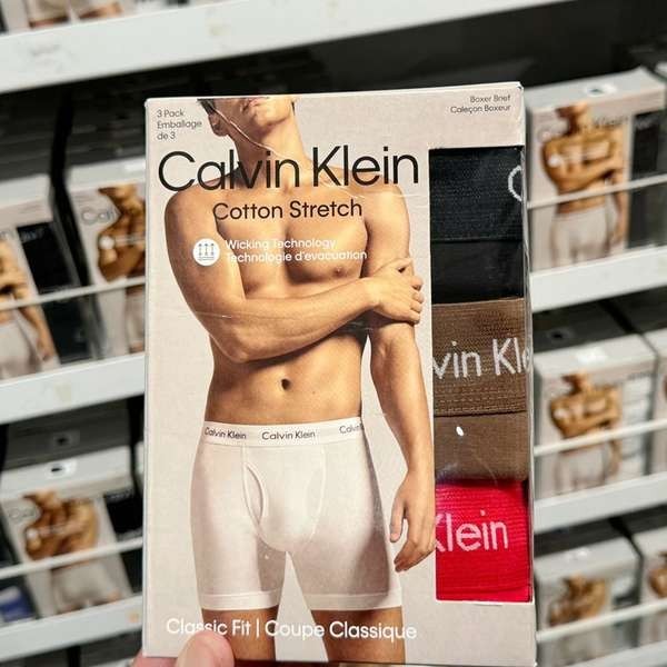 กางเกงใน กางเกงใน ck CK Calvin Klein กางเกงบ็อกเซอร์ขนาดกลางผ้าฝ้ายยืดระบายอากาศ 3 คู่ NB2616