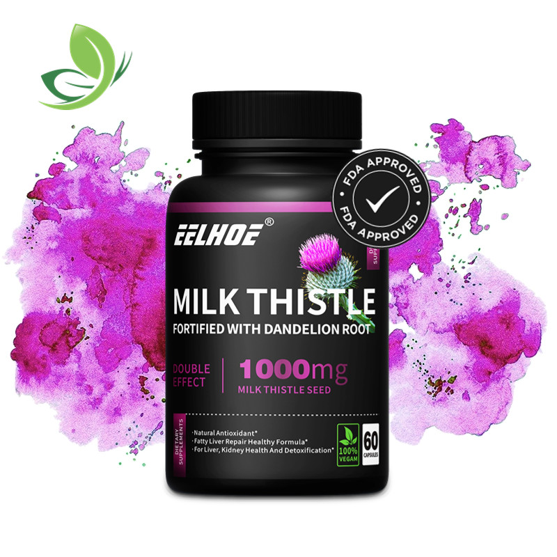 Milk Thistle 1000 Mg, พร้อมรากดอกแดนดิไลอัน, รองรับตับ, ล้างพิษ, ไม่ใช่-จีเอ็มโอ, มังสวิรัติ, 60 แคปซูล