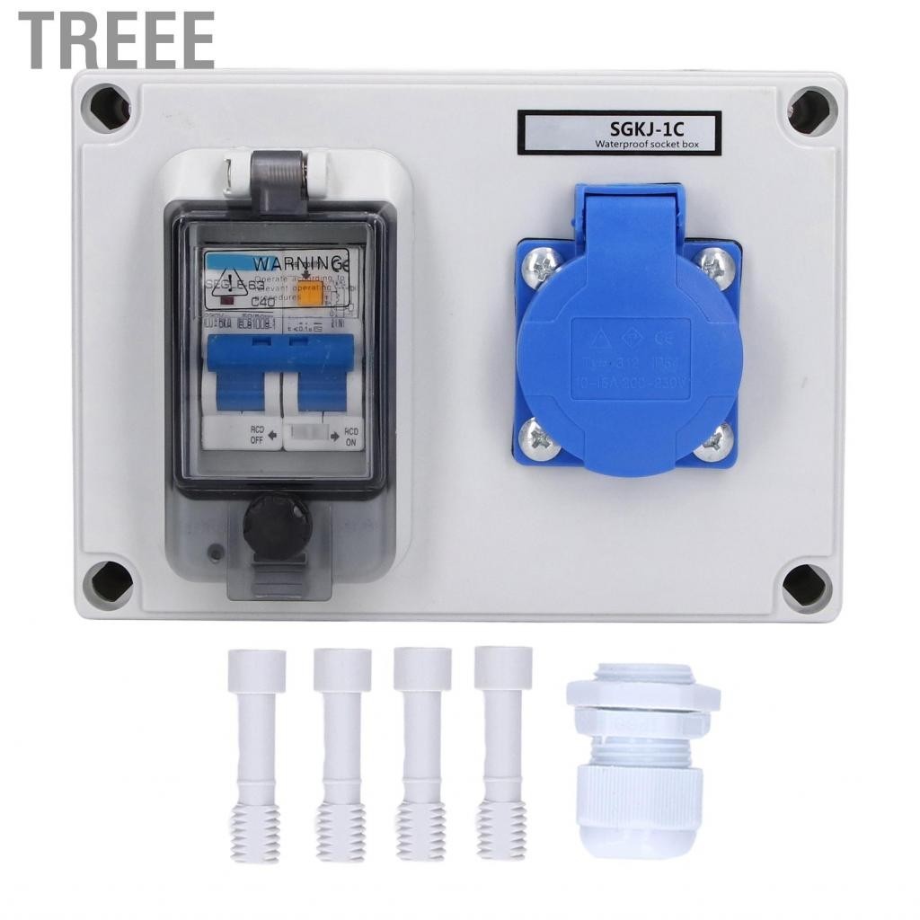 Treee กล่องเต้าเสียบปลั๊กไฟ 200-250V 10-16A การติดตั้งสกรูการป้องกัน IP54 สำหรับสถานที่กลางแจ้งในร่ม