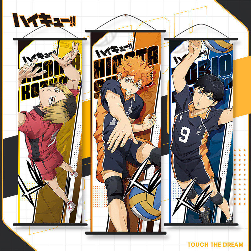 ไฮคิว!! โปสเตอร์ อะนิเมะใหม่แขวนภาพพีชผิวกํามะหยี่ม้วนผ้าภาพวาดห้องนอนและห้องนั่งเล่นตกแต่งผนัง