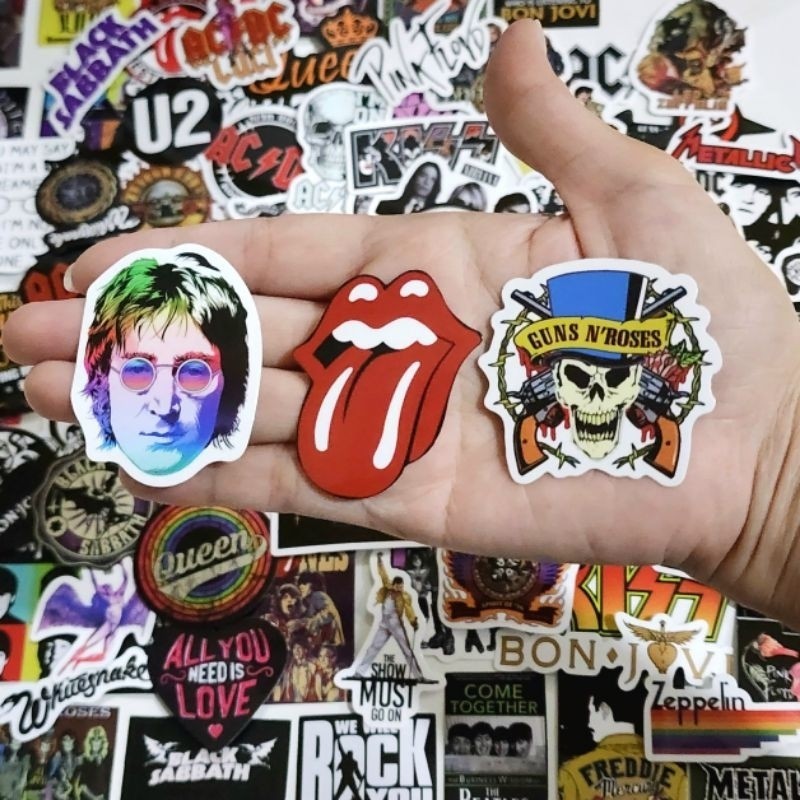 สติ๊กเกอร์ Rock N Roll ชาวร็อค เพลงร็อค The Beatles Guns N Roses ACDC Metallica (แพ็ค 100 ชิ้น)