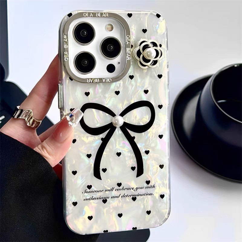 โบว์ลายเชลล์เหมาะสําหรับ ไอโฟน 14มือโปร แอปเปิล 15 เคสโทรศัพท์ 11 ฤดูร้อนเชือกแขวน 12มือโปร ซอก 13โปรแม็กซ์ แพคเกจเต็มป้องกันการตกเคสป้องกันง่ายสดและความรู้สึกระดับไฮเอ