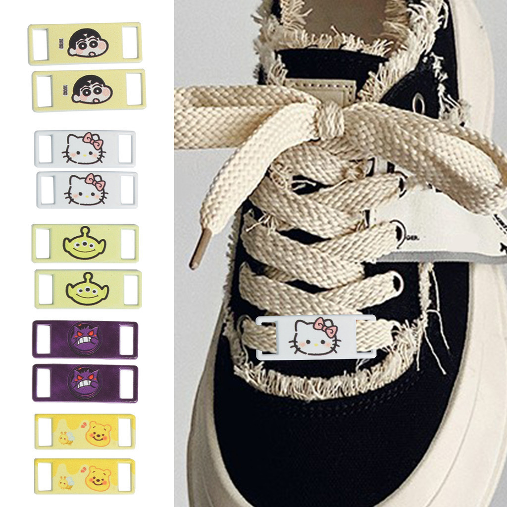 1 คู่ DIY การ์ตูนสัตว์ Shoelaces หัวเข็มขัดรูปแบบน่ารัก Charms Shoelaces ตกแต่ง Fit สําหรับ Unisex