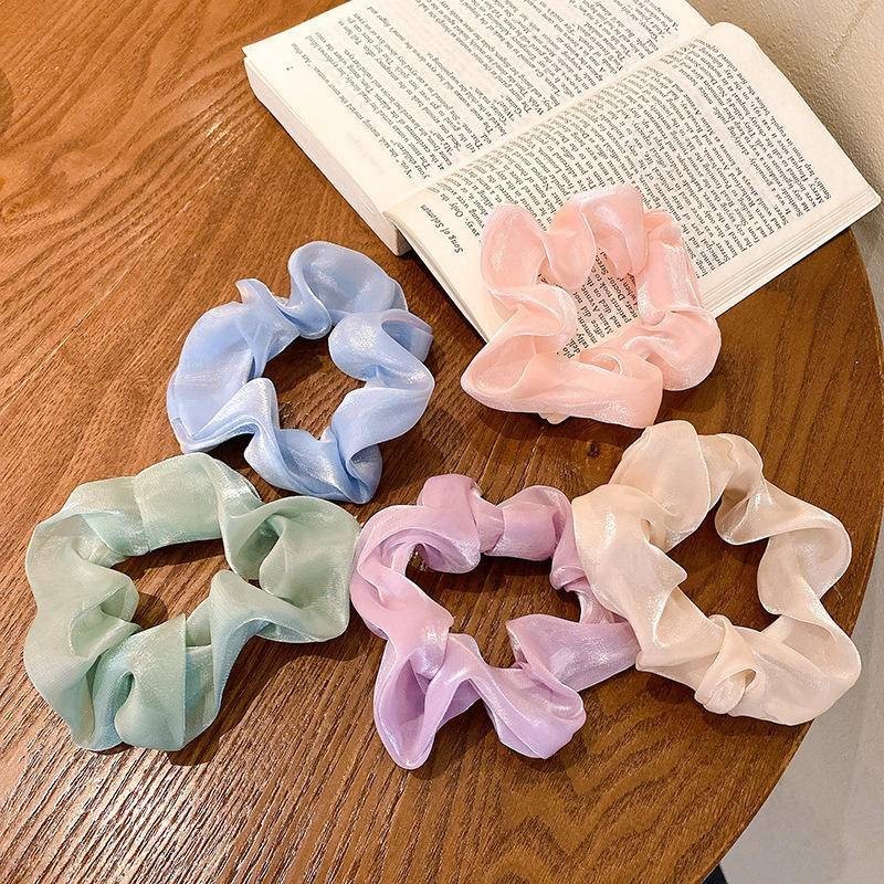 เวอร์ชั่นเกาหลีอารมณ์ Organza Scrunchy แหวนผม Fairy สไตล์เชือกผมผม Tie ยางรัดสาวอุปกรณ์เสริมอุปกรณ์เสริมผม - รูปที่ 5