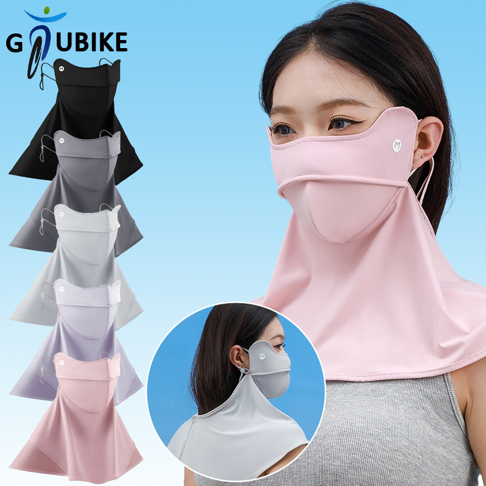 Gtubike แฟชั่นผ้าไหมน้ําแข็งนุ่มสามมิติตามุมกลางแจ้งระบายอากาศป้องกันรังสียูวีหน้ากากป้องกันคอ