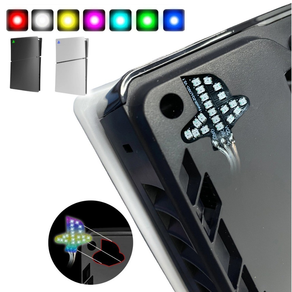 แผ่นคอนโซล DIY โลโก้ RGB ไฟ LED สําหรับ PS5 Slim Illuminated โลโก้ LED สําหรับ Playstation 5 Slim Disc Edition และรุ่นดิจิตอล