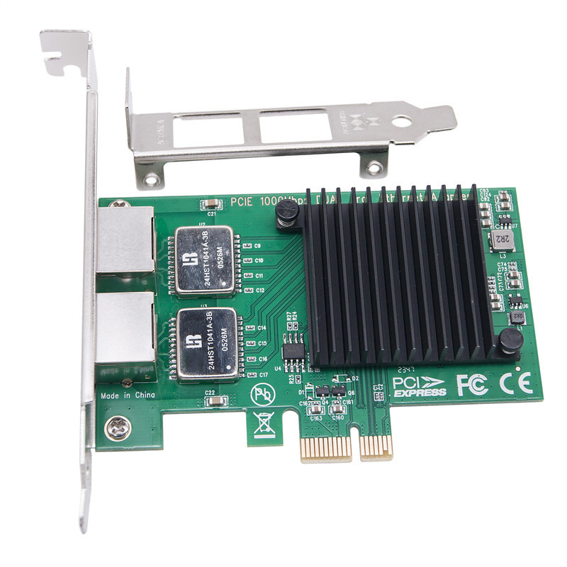 2 พอร์ตการ์ดเครือข่าย I350-T2 I350AM2 ชิป PCI Express X1 ถึง Dual RJ45 NIC 10/100/1000Mbps Gigabit E