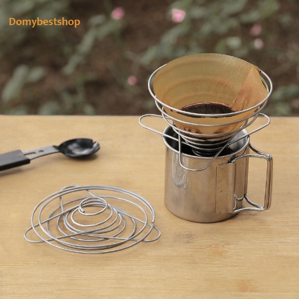 [Domybestshop.th ] Stainless Steel Pour Over Coffee Dripper Folding Coffee Dripper Coffee Drip Rack