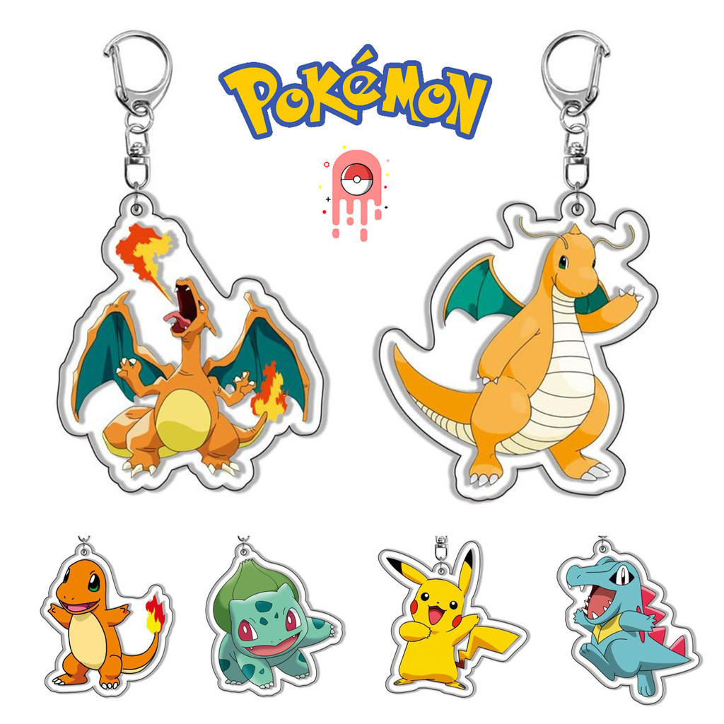 Pokemon Pikachu อะนิเมะพวงกุญแจน่ารักการ์ตูนภาพเคลื่อนไหวตัวเลข Charizard พวงกุญแจสําหรับผู้หญิงผู้ชายกระเป๋าเป้สะพายหลังกุญแจรถจี้อุปกรณ์เสริมของขวัญ