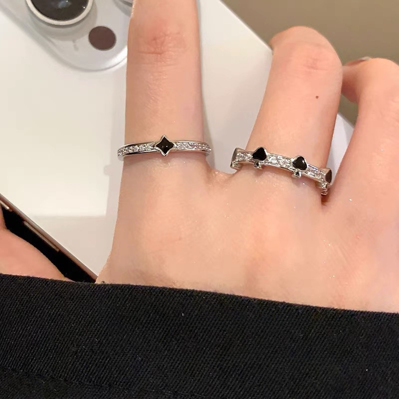 ผู ้ หญิงยอดนิยม Heart Star แหวน Rhinestone แหวนโลหะผสม