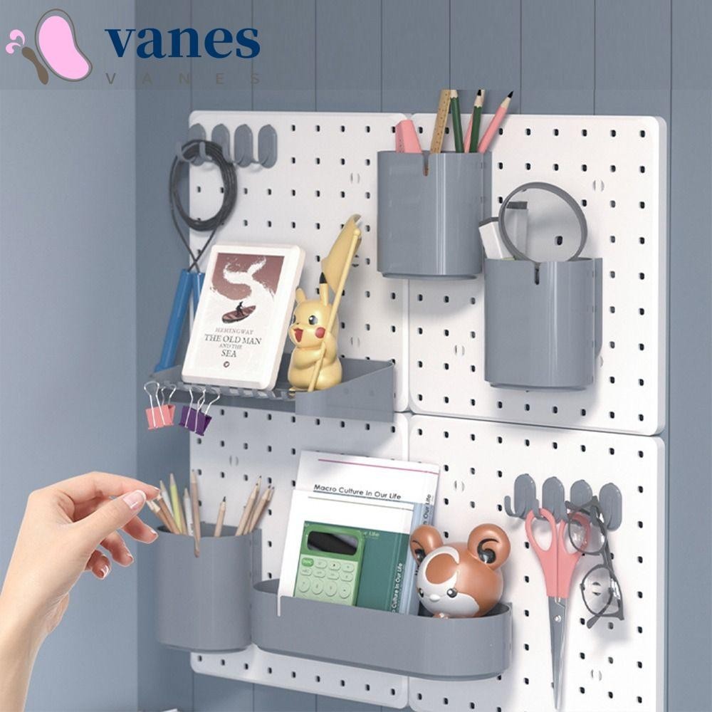 Vanes1 ในครัวเรือน Hole Board, ทนทานสีขาวสีเทาแขวนผนัง Shelf, Simple No Punching Organizer Simple Storage Hook Rack Home