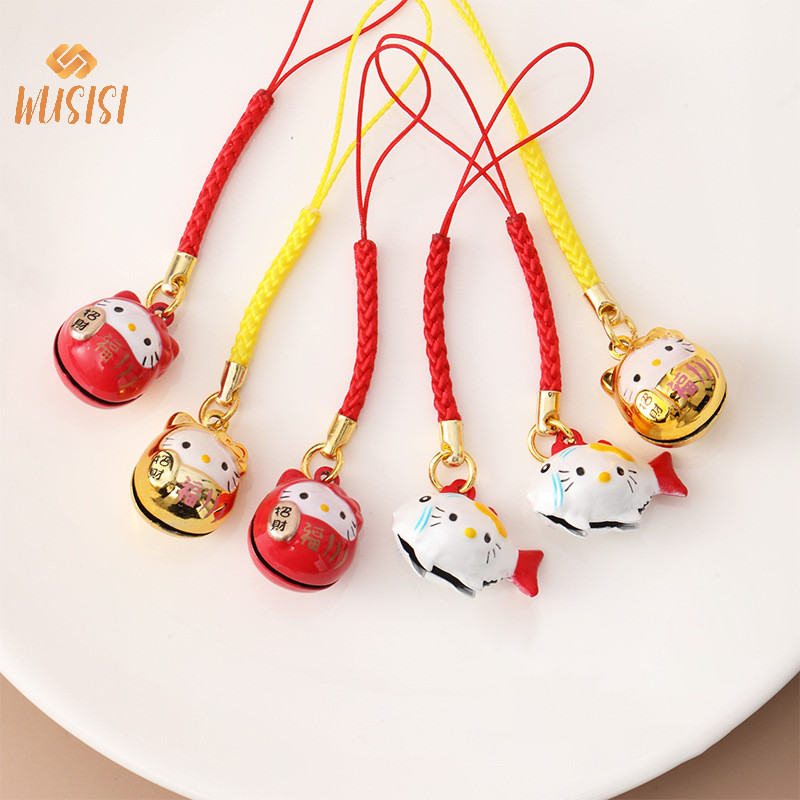 [ Wusisi ] น ่ ารักการ ์ ตูนญี ่ ปุ ่ น Lucky Cat พวงกุญแจ Bell Trinkets โทรศัพท ์ Ch กระเป ๋ ารถจี ้ Key Chain Pray พวงกุญแจคู ่ ของขวัญใหม ่