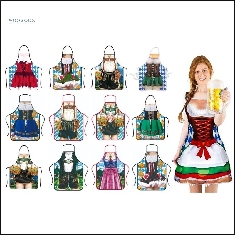 Woow บุคลิกภาพ Oktoberfest ผ้ากันเปื้อนตลกเยอรมันเบียร์ผ้ากันเปื้อนครัวทําอาหารสําหรับผู้ชายผู้หญิงเพื่อนเครื่องแต่งกาย BBQ Part