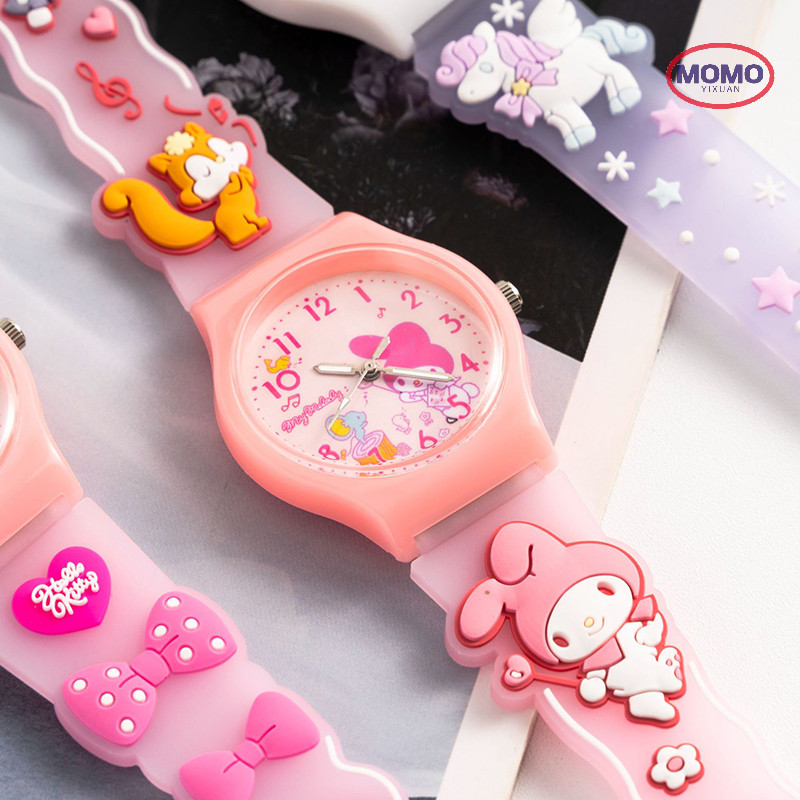 Momo ใหม ่ การ ์ ตูน Sanrio นาฬิกาข ้ อมือ Cinnamoroll Watchband Y2K Hello Kitty นาฬิกากันน ้ ํา Kuromi นาฬิกา My Melody เด ็ กของขวัญของเล ่ นใหม ่
