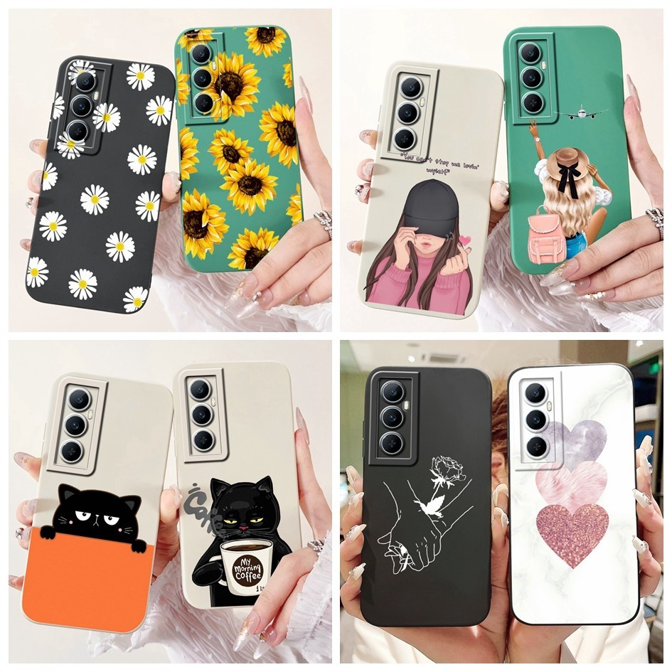 ปลอกสําหรับrealme C65 4G Soft Case RMX3910 Lovely Heart Daisyสาวกล้องเลนส์ฝาครอบป้องกันสําหรับRealmeC65 4G C 65 กันชน