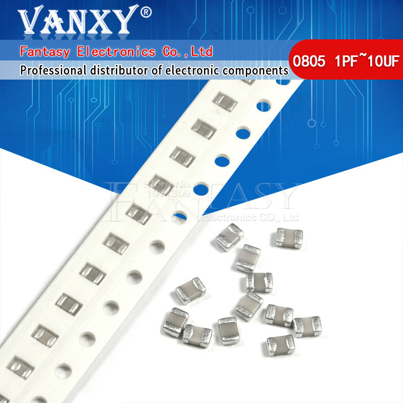 100pcs 0805 50V SMD หนาฟิล์มชิป Multilayer ตัวเก็บประจุเซรามิค 1PF-47uF 10NF 100NF 1UF 2.2UF 4.7UF 10UF 1PF 6PF อิเล็กทรอนิกส์ส่วนประกอบ