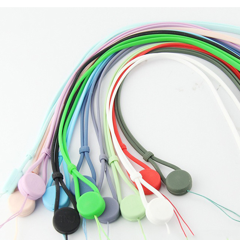 ซิลิโคนเหลว Lanyard โทรศัพท ์ มือถือผู ้ ถือปรับสายรัดพวงกุญแจคอแขวน Candy สี Band Charms