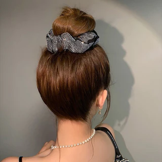 เวอร ์ ชั ่ นเกาหลี Rhinestone Scrunchy Tie ผ ้ าเงาผมยางรัดผมอุปกรณ ์ เสริมผมผู ้ หญิง