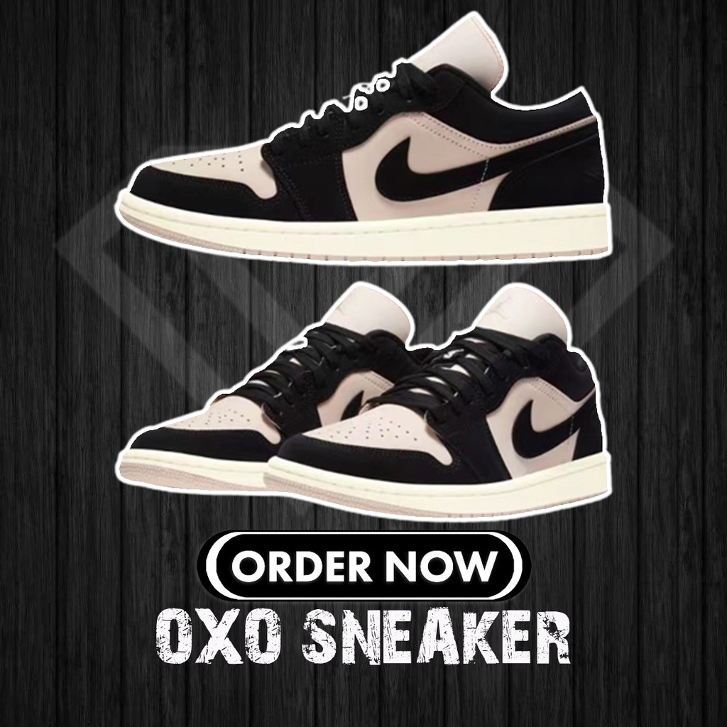 Pure Original Air A/J 1 Low A/J 1 Guava Ice Milk Tea Powder สีดําสีชมพู Low-Top รองเท้าสเก็ตบอร์ด 07