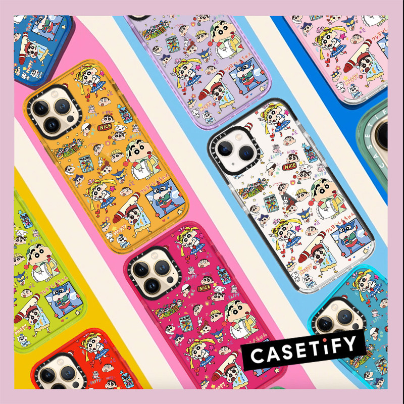 Casetify X Crayon Shin chan - ไข่เค็ม Superman สีโปร่งใส Soft TPU iPhone สําหรับ iPhone 15 14 13 12 11 Pro MAX IX XS MAX XR 6 6s 7 8 Plus กรณีกันกระแทกฝาครอบกันชน