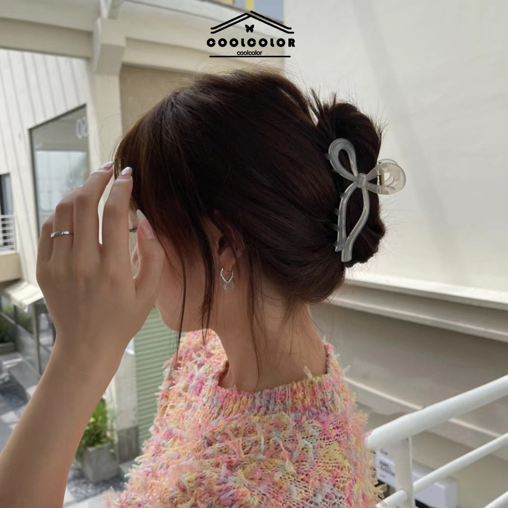 ในไทย กิ๊บติดผมโบว์โปร่งใสไล่โทนสีInsสไตล์เกาหลีสีชมพูความรู้สึกขั้นสูงหวานแฟชั่นคลิฉลามเครื่องประดับผม.COD