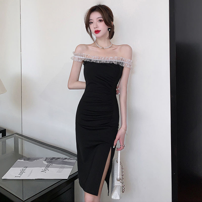 ติดตามรับ✔เดรสออกงาน เดรสเซ็กซี่✨ชุดเดรสไนท์คลับ✨ชุดการแสดง✈WDS08742023คนดังเซ็กซี่คอเดียวสลิมฟิตสะโ