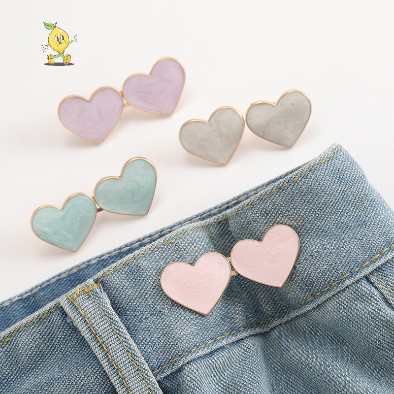 [mozh] 2 ชิ้นรูปหัวใจปรับ Jean ปุ่มเอวหัวเข็มขัด Snap กางเกงหัวเข็มขัด Extender เปลี่ยนกางเกงยีนส์ปุ่ม Attier Pins [TH] – โปรปัง