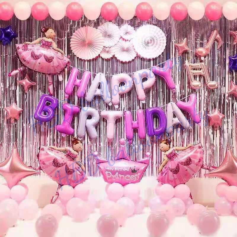 เซตลูกโป่งวันเกิด Happy Birthday เจ้าหญิง ตัวอักษร ลูกโป่งมุก ตรงปก ของเล่นเด็ก
