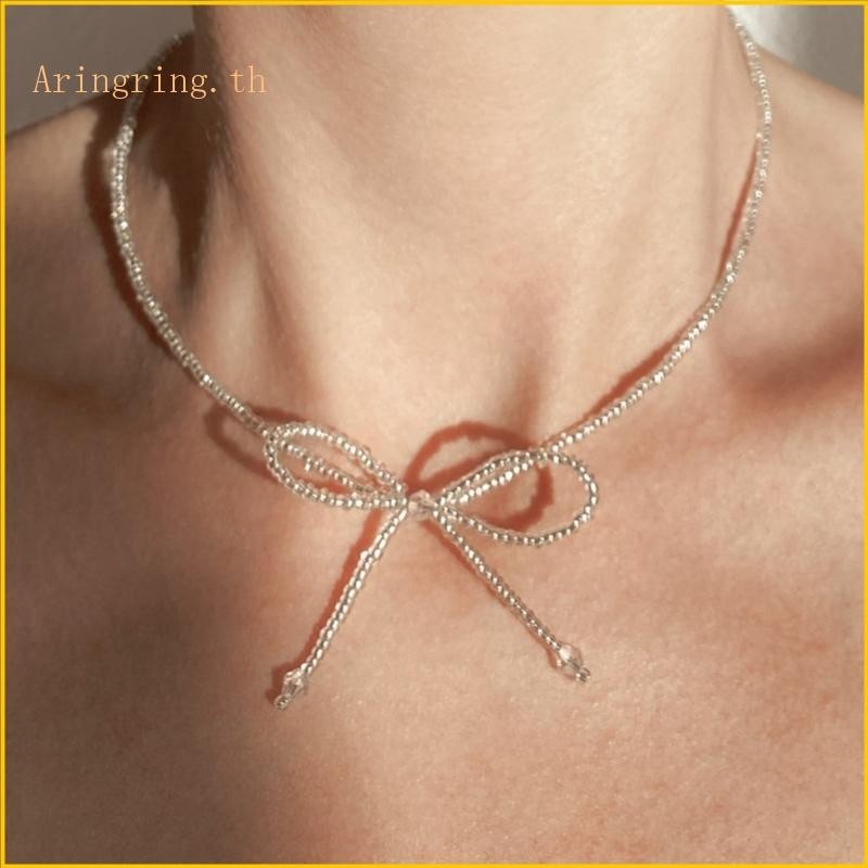 Arin แฟชั่น Bowknot จี้สร้อยคอ Handmade สีสันลูกปัด Neckchain Clavicle Chain สําหรับผู้หญิงสาว Choker