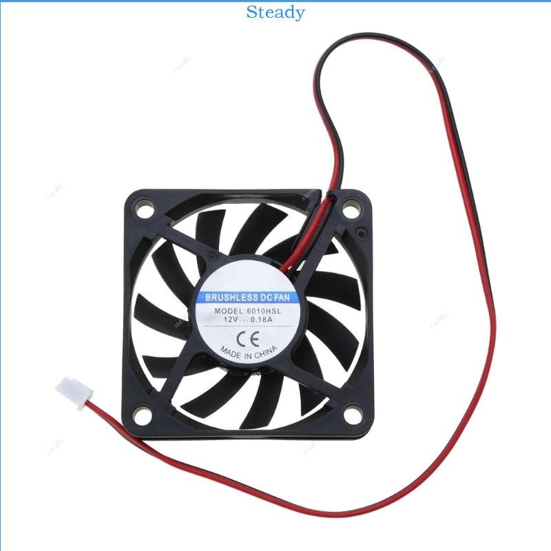 DC 12V 2-Pin 60x60x10mm PC Computer CPU System Sleeve-Bearing Cooling Fan 60