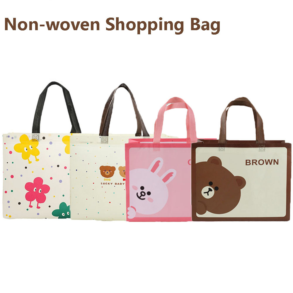 Eco Bag Grocery Takeaway กระเป๋าช้อปปิ้งไม่ทอฟิล์มพับเคลือบนํามาใช้ใหม่การ์ตูนน่ารัก