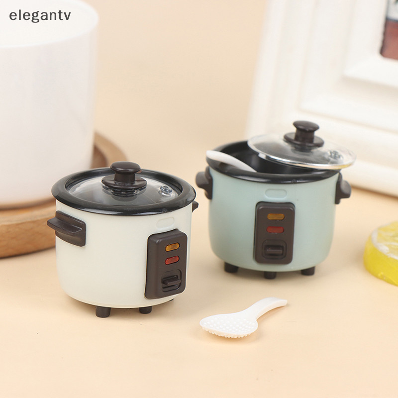 Egn 1:12 Dollhouse Mini หม้อหุงข้าว W/ ช้อนข้าวเครื่องครัวทําอาหารรุ่น N