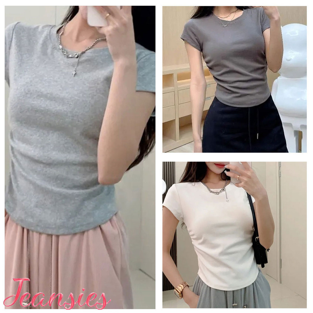 เสื้อลายเส้นผ่านแสง เสื้อยืดสีขาวสำหรับผู้หญิง สไตล์ที่โดดเด่น มีดีไซน์ที่เป็นเอกลักษณ์