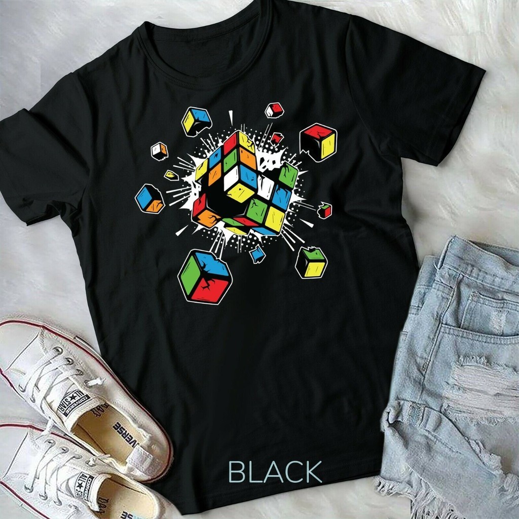 ระเบิด Rubix Rubiks Rucs Cube ปัจจุบันของขวัญสําหรับบุรุษเสื้อยืด Unisex และเยาวชน
