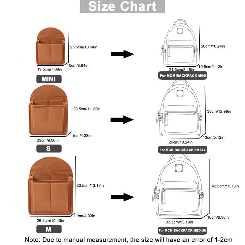 Felt ใส่กระเป๋า Organizer Fit สําหรับ MCM กระเป๋าเป้สะพายหลัง Shaper Shopper กระเป๋าเดินทาง Essential Make Up กระเป๋า