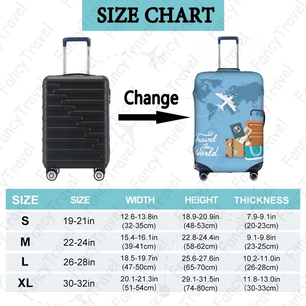 Fancytravel Travel ผ้าคลุมกระเป๋าเดินทาง กระเป๋าเดินทาง ผ้ายึดได้เยอะ กันฝุ่น กันรอย สวมใส่ได้ ข้น 18/20/22/24/26/28/32นิ้ว
