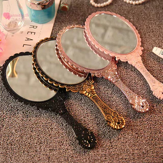 Renbg 1 ชิ้นแบบพกพา Vintage กระจกแต่งหน้า Hand Hold รูปไข่รอบกระจก Noble คืนวิธีโบราณ Court Mirror เครื่องมือความงาม TH