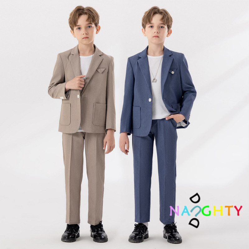 ชุดลําลองเด ็ ก เสื้อสูทแฟชั่น + กางเกงสูท
