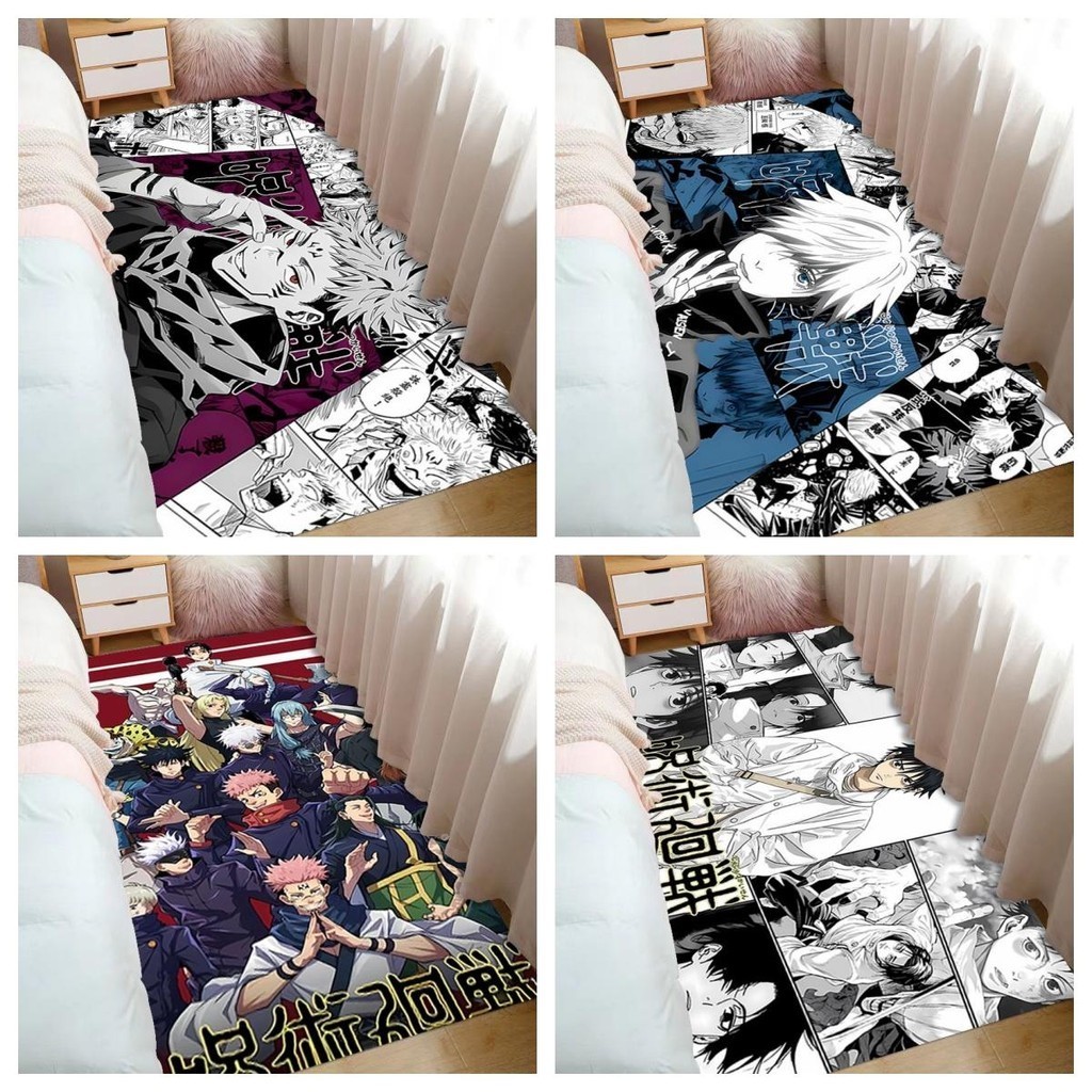 พรมข้างเตียงอะนิเมะ Jujutsu Kaisen Itadori Yuji Ryomen Sukuna พรมห้องนั่งเล่นพรมตกแต่งบ้านชั้นยินดีต้อนรับพรมเช็ดเท้าการ์ตูน Bath Mat JIU