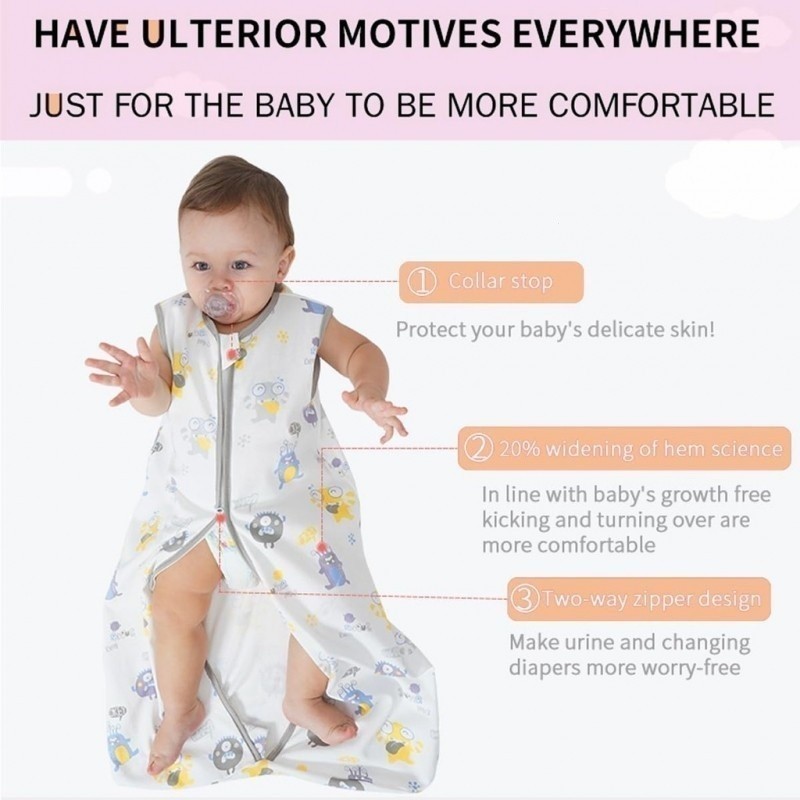 Baby Sleep Sacks สําหรับทารกสวมใส่ผ้าห่มผ้าฝ้าย 100%-ถุงนอน Unisex Sack สําหรับเด็กผู้หญิง- Comfy Soft Swaddle Sleep Bag- ยืด Sleepsack