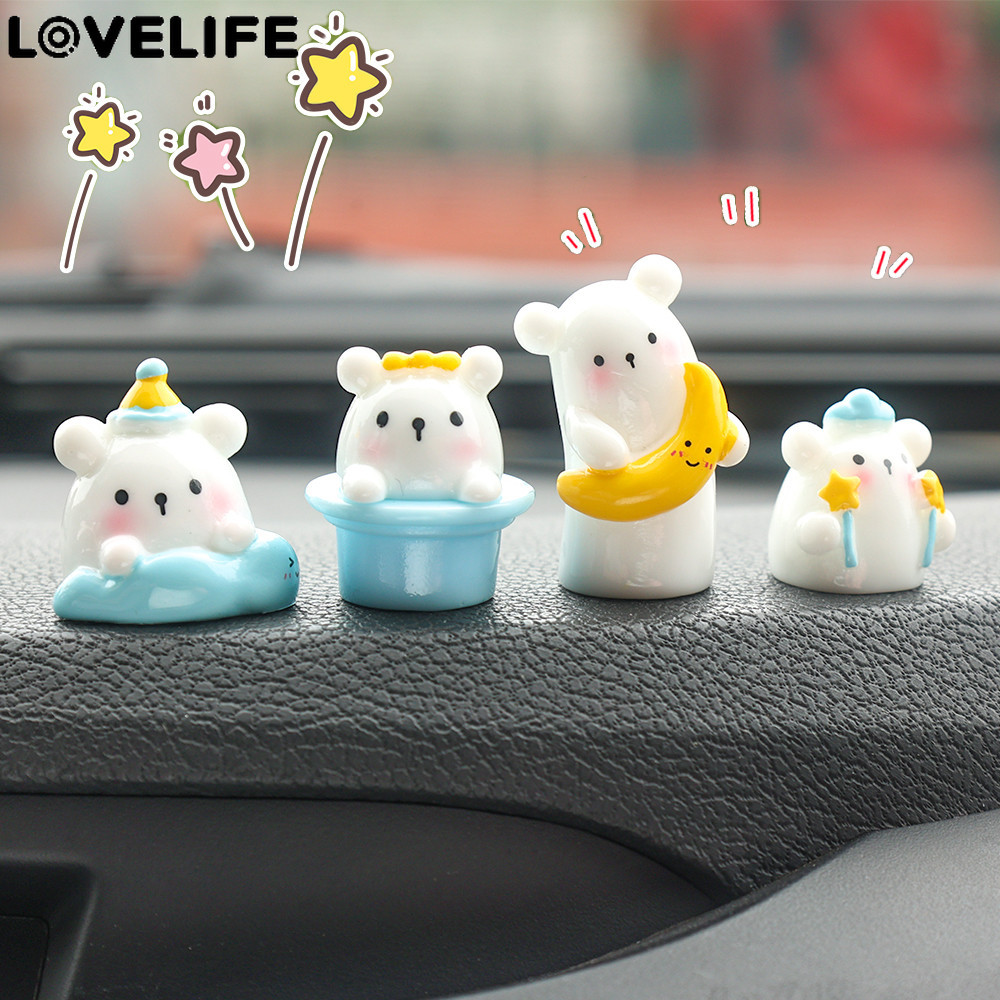 [ ที่โดดเด่น ] ตุ๊กตาการ์ตูนสัตว์เล็ก - ของแต่งรถหมีน่ารัก - เครื่องประดับเรซิ่น ทําเอง - งานฝีมือภูมิทัศน์ไมโคร - แผงควบคุมอัตโนมั