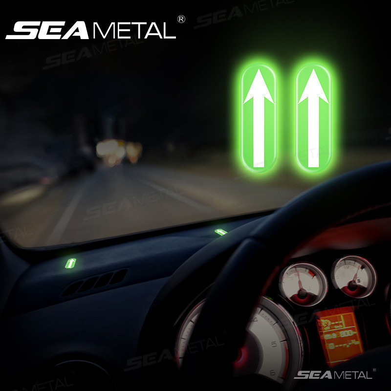 Seametal 8 ชิ้น/เซ็ต Luminous Car Spot Marking สติกเกอร์ภายใน Judgement ทิศทางป้ายลูกศรป้ายรถขับรถ Decal Night Warning Sign