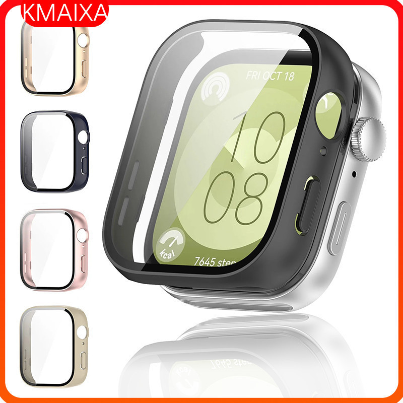 กระจกนิรภัยพลาสติกแข็งสําหรับ Huawei Watch Fit 3 Smartwatch Case Huawei Fit 3 อุปกรณ์เสริมคลุมทั้งหมดป้องกันหน้าจอฝาครอบกันชน Huawei Watch Fit 3