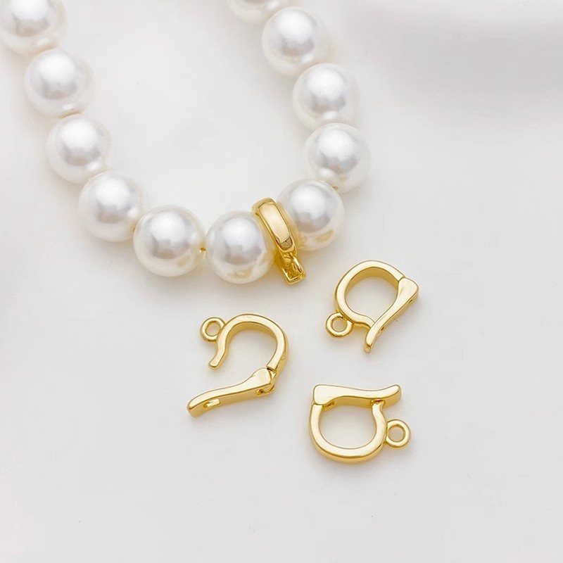 14k Gold-Covered สี-Preserve สร้อยคอมุกรูปไข่หัวเข็มขัด diy สร้อยข้อมือจี้หัวเข็มขัด Universal Buckle เครื่องประดับวัสดุอุปกรณ์เสริม