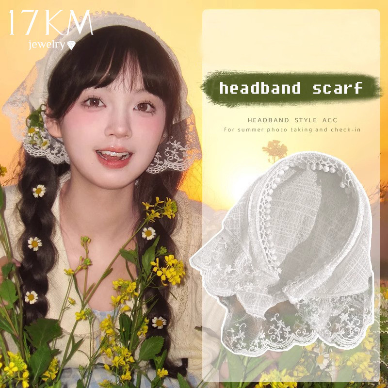 17km แฟชั ่ นลูกไม ้ Headscarf แถบคาดศีรษะฤดูร ้ อนสไตล ์ ผ ้ ากอซแถบคาดศีรษะสําหรับผู ้ หญิงอุปกรณ ์ เสริมผม