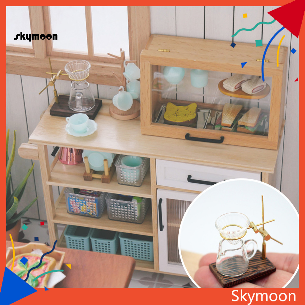 Skym * Mini Pour-over Coffee Maker Mini Coffee Stand Playset Miniature Pour-over Coffee Maker ชุดสําหรับ Diy ตุ ๊ กตาตกแต ่ งห ้ องครัวฉากของเล ่ นสําหรับห ้ องเรซิ ่ นกาแฟ
