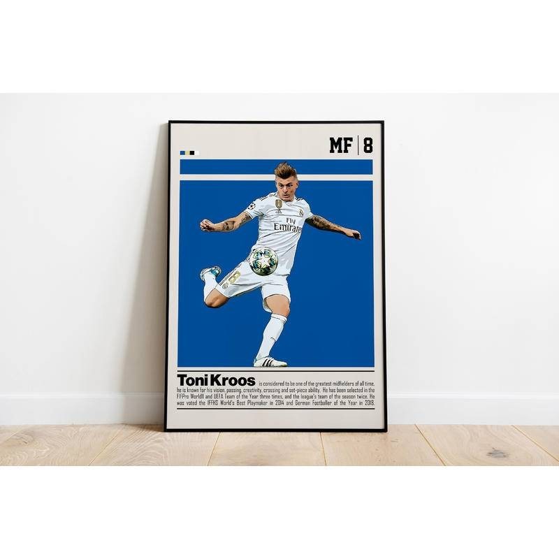 Toni Kroos Real Madrid ผ ้ าใบฟุตบอล Print, ฟุตบอลโปสเตอร ์ กีฬาฟุตบอลโปสเตอร ์ สําหรับ Wall Art Decor