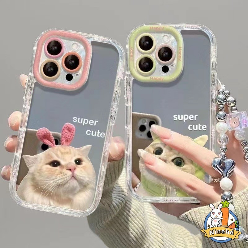 Creative ตลกแมวน่ารักกระจกสําหรับ Samsung A05 A05s A03 A02s A10S A15 A12 A13 A14 A24 A25 A32 A34 A35 A51 A54 A55 4G 5G ฝาครอบโทรศัพท์ป้องกัน