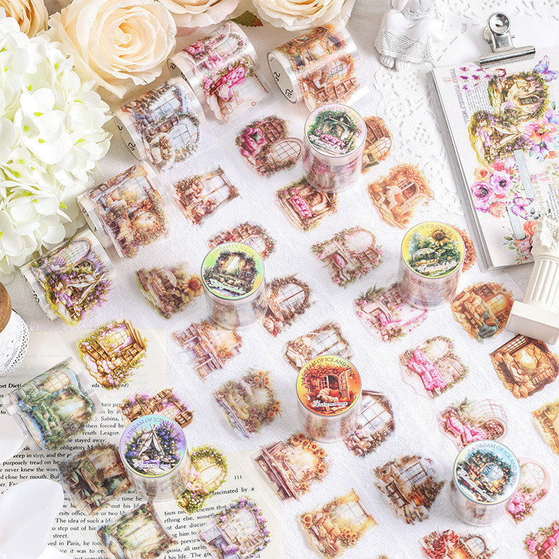 Qouzmo 1 ม ้ วน 38 ซม.เทป PET กันน ้ ํา - Soul Harbor Series Junk Journal เทปสําหรับ DIY Scrapbooking, Bujo, Craft, และ Planner ตกแต ่ ง